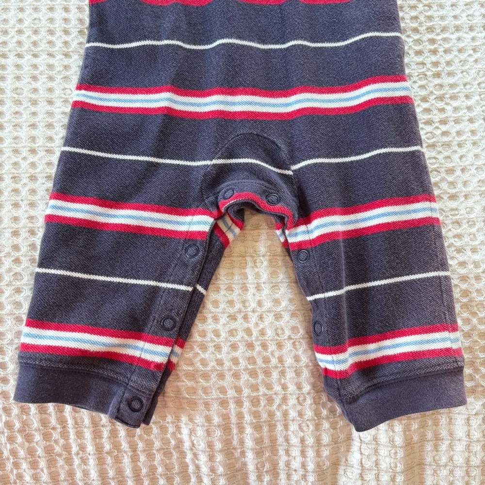 Vintage LAND’S END 3-6 Month Polo Striped Jumpsuit Layered Long Sleeves Snaps - Picture 8 of 10